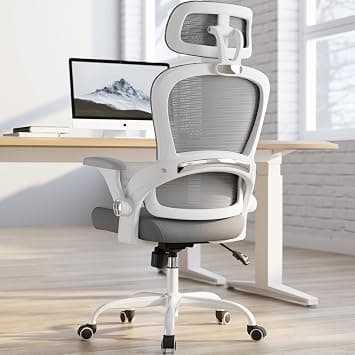 TRALT Office Chair - Ergonomic Office Chair with Back Support, Computer Chair - Home Office Desk Chairs, 330lbs Wide Seat Big and Tall Office Chairs with Headrest, Comfy Desk Chairs (White Grey) on Amazon.ae - Price Tracker