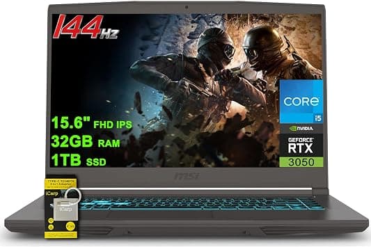 MSI (Upgraded) Thin 15 Gaming Laptop 15.6" FHD IPS 144Hz Intel 8-core i5-13420H (Beats i7-11800H) 32GB RAM 1TB SSD GeForce RTX 3050 Backlit USB-C Win11 w/ICP Hub on Amazon.ae - Price Tracker