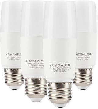 Lawazim 9W LED Stick E27-4 Pack 6500K Daylight - Energy Saving 55W Equivalent Non-Dimmable Lightbulbs with 720 Lumens and a Lifespan of 15,000 Hours - for Wall Sconces, Desk Lamps, and Garage Use - متتبع أسعار Amazon.sa