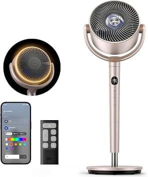 DREO Smart Fans for Bedroom, 120° +120° Omni-Directional Oscillating Fan, 100ft Quiet Pedestal Fan with RGB Light, 9 Speeds, 6 Modes, 20dB, 8H Timer, Wi-Fi/Voice, 35-40" Floor Fans, Starlight - Amazon.ae Price Tracker