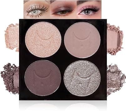 4-Color Neutral Nude Eyeshadow Palette – Matte & Shimmer Champagne Rose, Soft Taupe, Plum Brown & Silver Taupe Shades, High Pigment Blendable Mini Eye Shadow Kit for Daily Soft Glam & Blue Green Eyes on Amazon.ae - Price Tracker