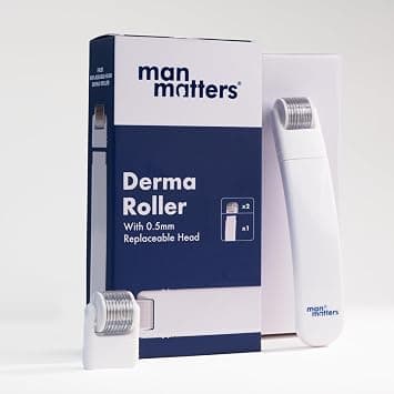 Man Matters 2-In-1 Derma Roller For Hair & Beard | 540 Micro 0.5mm Titanium Alloy Needles | Replaceable Head | Stimulates Hair Follicles | Provides Hair & Beard Growth | Safe & Easy To Use - Best Deal Finder