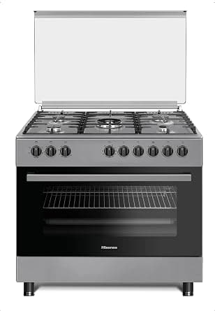 Hisense HGI9B21S, 90 cm Freestanding Gas Cooker With Dual Fan, 105 Liters Multifunction Oven, Cast Iron Pan Support, One Hand Ignition, Stainless Steel, 1 Year Warranty on Amazon.ae - Price Tracker