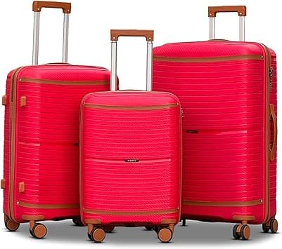 Hard Shell Unbreakable PP Luggage Lightweight, Secured Lock, Smooth Wheels (Red, 3PCS SET 20/24/28 Inch) on Amazon.ae - Price Tracker