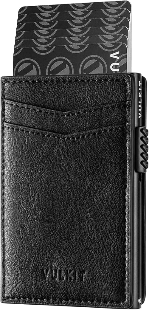 VULKIT Men's Slim Wallet Pop Up Card Holder RFID Blocking Metal Wallet Minimalist Design Holds Up to 11 Cards on Amazon.ae - Price Tracker