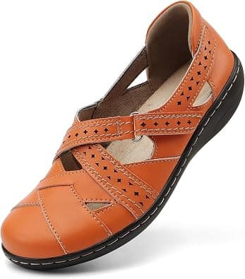 Irrefour Women's Classic Genuine Leather Casual Loafer Cute Slip-On Fashion Closed Toe Flat Sandal Comfy Work Sandal Everyday Walking Shoe - Best Deal Finder