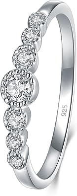 BORUO 925 Sterling Silver Ring, Cubic Zirconia CZ Eternity Engagement Wedding Band Ring on Amazon.ae - Price Tracker