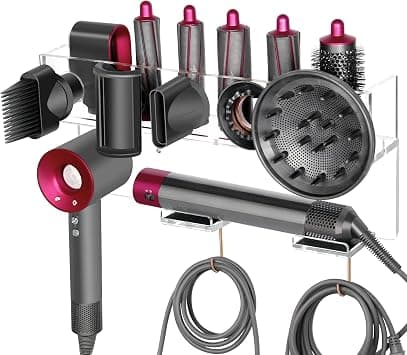 Wall Mount Holder Compatible with Dyson Airwrap Styler Supersonic Hair Dryer, Organizer for Storage Attachments, Rack with Hooks for Accessories Nozzles Barrels Brushes on Amazon - Best Deal Finder