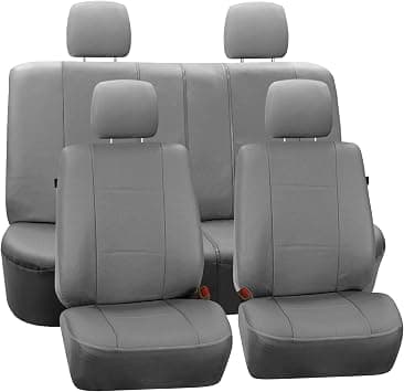 FH Group Full Set Faux Leather Car Seat Covers for Low Back Front Seat Covers, Airbag Compatible, Split Bench Rear Seat, Universal Fit for SUV, Sedan, Gray على Amazon.ae - متتبع الأسعار