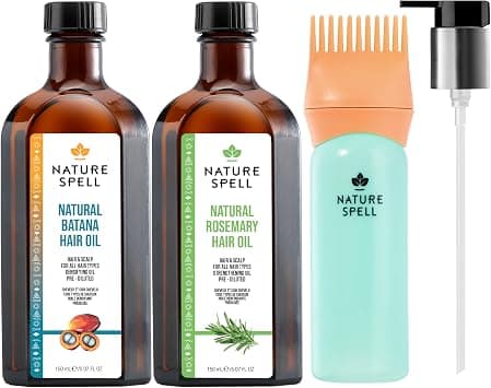 Nature Spell Rosemary Oil & Batana Oil Hair Care Set For Hair Growth, Scalp & Hair Strengthening Duo, With Applicator & Pump, 2 x 150ml - Amazon.ae Price Tracker