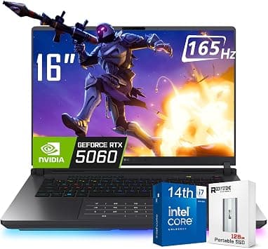 لاب توب الألعاب روج ستريكس G16 من أسوس، بشاشة 16 بوصة 165Hz دقة 2K زمن استجابة 3 مللي ثانية، معالج Core i7-14650HX (>i9-13900H)، بطاقة رسومات إنفيديا GeForce RTX 5060، كوبايلوت، لوحة مفاتيح بإضاءة RGB على أمازون - دليلك لأفضل العروض