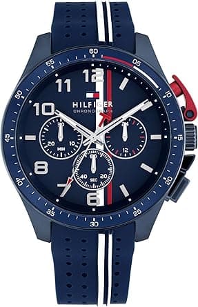 Tommy Hilfiger Men's Chronograph Watch - Racing-Inspired, Sporty Design - Silicone Strap - 5 ATM Water Resistance - Bold and Stylish Timepiece - Gift for Him - 46mm on Amazon.ae - Price Tracker