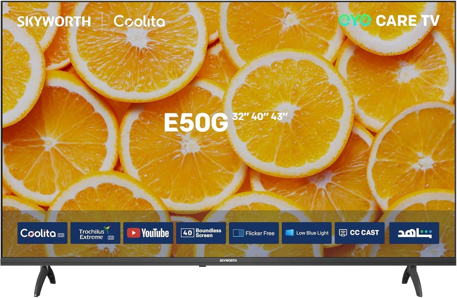 SKYWORTH 32E5000G - 32" HD 60Hz LED TV with Coolita 3.0, HDR10, Dolby Audio, 2 HDMI, 2 USB, Game Mode, Eye Care 2.0, Trochilus Extreme 2.0, and Website Browser. on Amazon.ae - Price Tracker