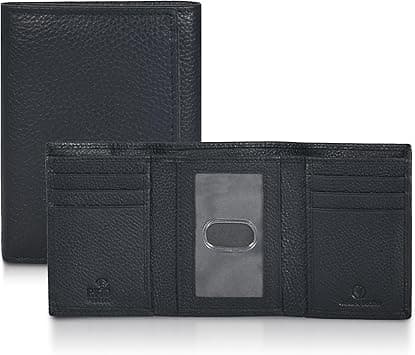Leather Trifold Wallet For Men - RFID Blocking - 6 Card Slots, 2 Note Compartments & 1 ID Window - Minimalist Design, Slim Wallet - Premium, Fashionable Gifts for Him - Father's Day (Black Pebble) on Amazon.ae - Price Tracker