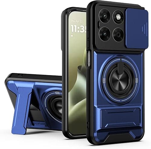 for Motorola G67 5G / Motorola G77 5G Magnetic Kickstand Phone Case with Ring Stand, Sliding Camera Cover Military Armour Shockproof Case Compatible with MagSafe Wireless Charging Blue on Amazon.ae - Price Tracker