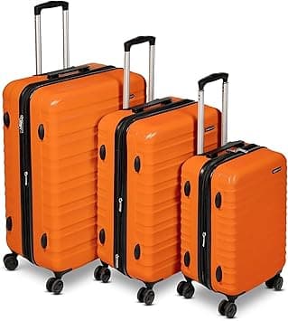 Amazon Basics 3-Piece Set Hardside Spinner- 21/26/30 inch (55/68/78 cm) Material: ABS, Orange on Amazon.ae - Price Tracker