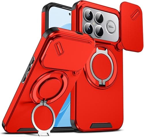ILING Case for Xiaomi POCO F8 Ultra 5G, Texture Mate Military Shockproof Hard PC Cover Silicone TPU Bumper Case with Stand for Magnetic Ring and Camera Cover (Red) on Amazon.ae - Price Tracker