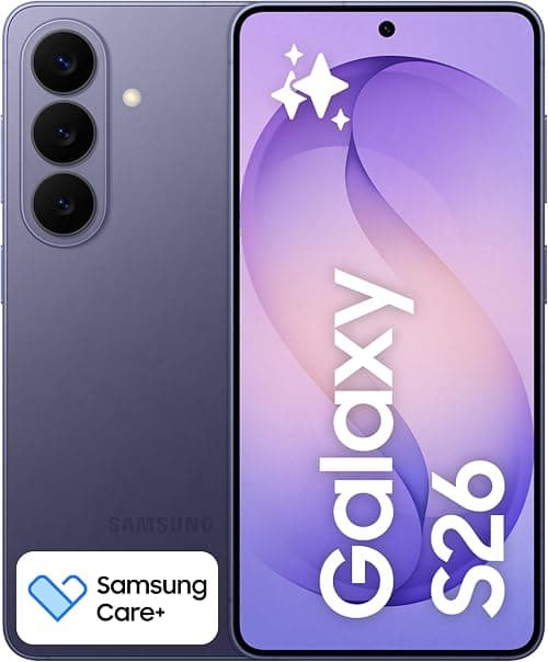 Samsung Galaxy S26 Cobalt Violet, 512GB Storage, AI Phone, 12GB RAM, CustomizedAP,Photo Assist,50MP Camera,4300mAh Battery, 1 Year Samsung Care+ Screen Damage (UAE Approved) على Amazon.ae - متتبع الأسعار