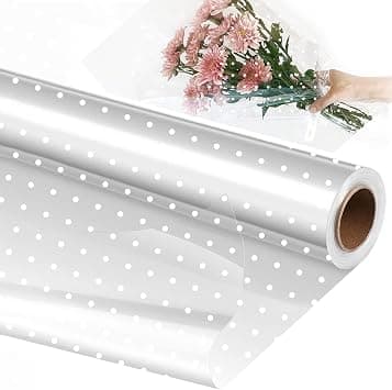 ELECDON Clear White Dot Cellophane Wrap Roll, 30m x 40cm, Perfect for Gift Baskets, Flowers, Crafts & Treats - Ideal for Florists & DIY Projects على Amazon.ae - متتبع الأسعار
