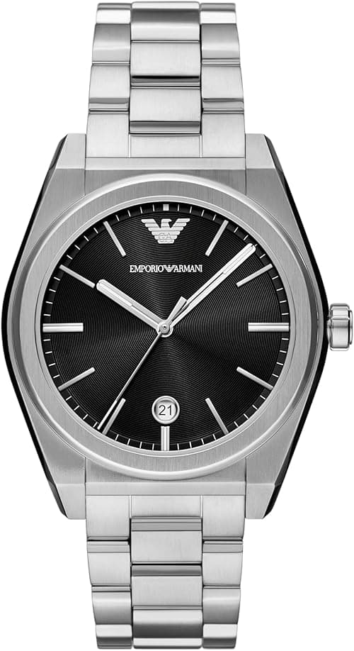 Emporio Armani Men's 3 Hand or Chronograph Watch with Stainless Steel Band; Dress Watch for Men on Amazon.ae - Price Tracker