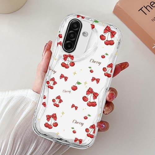 Cherry Bowknot Case for Samsung Galaxy A17 / F17 5G/M17 5G Phone Cases,Cute Curly Wavy Transparent Soft TPU Case Women Girls Shockproof Protective Case-Cherry على Amazon.ae - متتبع الأسعار