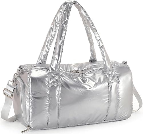 LEDAOU Duffle Bag for Travel, Puffer Gym Bag for Women, Lightweight Carry-on Tote, Weekender Overnight Bag with Wet Pocket, Workout Bag (Silver) on Amazon.ae - Price Tracker