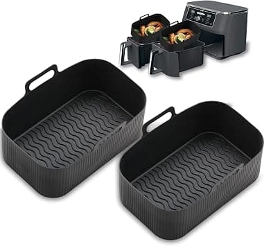 Silicone Air Fryer Liners for Ninja Dual Air Fryer, Reusable Air Frying Pan for Oven, Microwave, Kitchen, Outdoor Air Frying Pan Accessories, Heat-Resistant (450°F), 7.6”x4.9”x2.7”, Black on Amazon.ae - Price Tracker