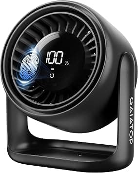 Gaiatop Desk Fan with Touch Control, 5 Speeds Ultra Quiet Bedroom Fan with LED Display, 90° Tilt, 7.7 Inch USB-C Rechargeable Desktop Fan for Dorm Office Room Home Office, Black على Amazon.ae - متتبع الأسعار