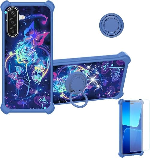 Case Compatible for Samsung Galaxy M17 5G SM-M176B Phone Case Cover [with 1* Tempered Glass Screen Protector][Hard PC + Soft Silicone][Ring Support] [Colorful Reflect Light] IMDL-LMG on Amazon.ae - Price Tracker