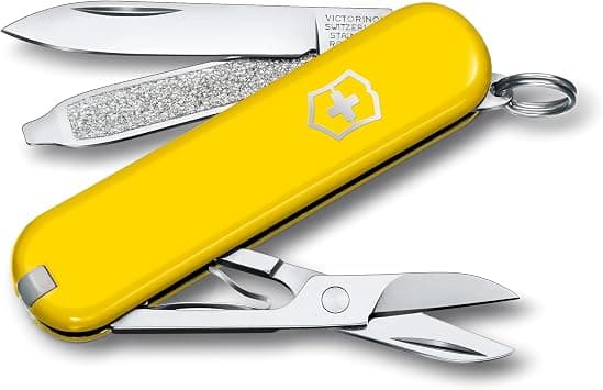 Victorinox, Classic SD, Swiss Army Pocket Knife, Small, Multi Tool, Camping, 7 Functions, Blade, small, Nail file, Screwdriver 2.5 mm, Sunny Side - Best Deal Finder