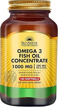 Sunshine Nutrition Omega‑3 Fish Oil Concentrate 1000mg 100 Softgels – with EPA & DHA – Daily Omega Supplement for General Wellness & Nutritional Support - Amazon.ae Price Tracker