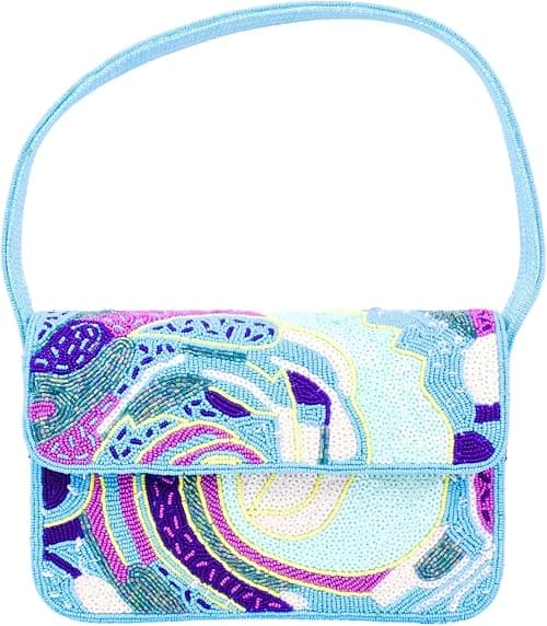 Dollars Fashion Handcrafted Beaded Bag ST11, Luxury Satin Clutch with Beads Embroidery, Elegant Bridal Purse for Wedding, Formal Party Crossbody Handbag, Unique Floral Gift for Women على Amazon.ae - متتبع الأسعار