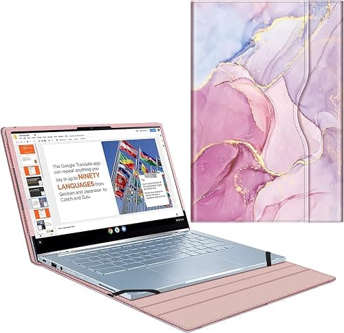 Fintie Sleeve Case for 14" ASUS Chromebook Flip C433TA / ASUS Chromebook C425 / Lenovo Yoga Slim 7 14IIL05 / Dell Latitude 7410 7420 - Premium PU Leather Portfolio Book Cover, Glittering Marble على Amazon.ae - متتبع الأسعار
