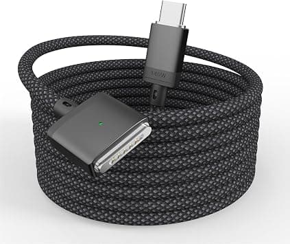 Magnetic 3 Cable 140W 6.6FT, USB-C Fast Charging Cable Braided Nylon, Compatible with M5/M4/M3/M2 MacBook Air & Pro (2026-2021) - Blcak على Amazon.ae - متتبع الأسعار