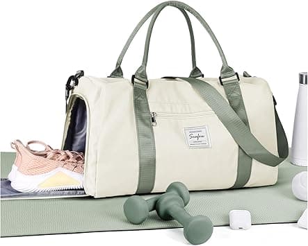 Gym Bag Womens,Travel Duffel Carry on Bag Sport Tote Bag Weekend Overnight Bag, A11-Beige with Green, Gym Bag on Amazon.ae - Price Tracker