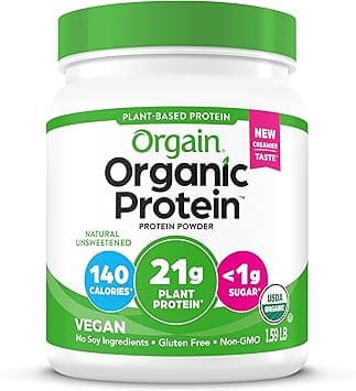 Orgain Organic Unflavored Vegan Protein Powder, Natural Unsweetened - 21g of Plant Based Protein, Non Dairy, Gluten Free, No Sugar Added, Soy Free, Non-GMO, 1.59 lb (Packaging May Vary) - Amazon.ae Price Tracker