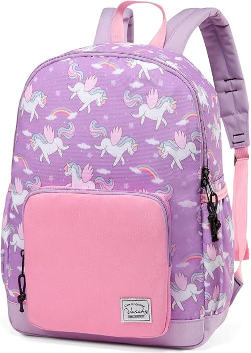 VASCHY Children's Backpack, Lightweight School Bag for Girls Boys Primary Kindergarten 4-6 Years Waterproof Cute Backpack for A4 Folder Preschool Travel with Chest Strap | Cute على Amazon.ae - متتبع الأسعار