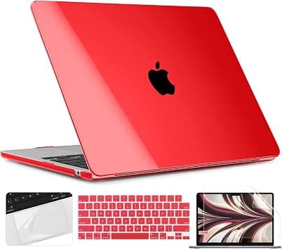 TWOLSKOO Compatible with MacBook Air 13 inch Case M5 2026 M4 2025 M3 M2 2024-2022 A3449 A3240 A3113 A2681, Plastic Hard Shell & Keyboard Cover & Screen Film for MacBook Air 13.6 inch, Crystal Red على Amazon.ae - متتبع الأسعار