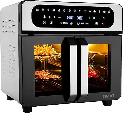 Nyxi 20L Air Fryer Oven with Dual French Glass Doors, XXL Capacity, Visual Window, 13 Cooking Modes, Digital Control, Adjustable Temperature, Timer, Non-Stick Tray, Energy-Saving on Amazon.ae - Price Tracker