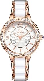 Wisfunlly Women Luxury Watches, White Ceramic Analogue Quartz Diamond Wrist Watch, Adjustable Crystal Lady Watches Elegant Bracelet Watch for Business Sport Party Dressing Banquet - Best Deal Finder