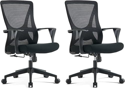 2Pcs Office Chair Ergonomic Home Office Chair Computer Desk Chairs with Lumbar Support Breathable Mesh Executive Swivel Chair,Black على Amazon.ae - متتبع الأسعار