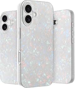 LONLI Hue - for iPhone 16 Plus Case - White Pearl Tort Phone Case with [4 Airbag Cushioned Corners] - Cute, Unique and Aesthetic Shockproof Cover for Women and Girls - Amazon.ae Price Tracker
