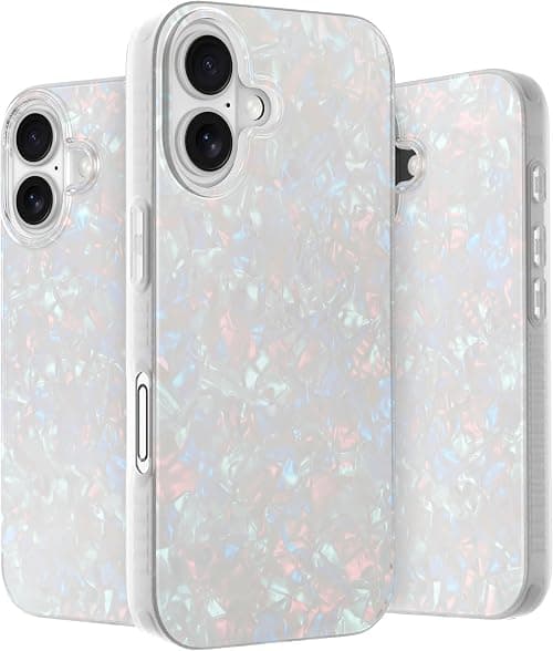 LONLI Hue - for iPhone 16 Plus Case - White Pearl Tort Phone Case with [4 Airbag Cushioned Corners] - Cute, Unique and Aesthetic Shockproof Cover for Women and Girls on Amazon.ae - Price Tracker