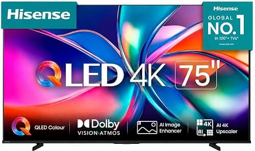 Hisense 75 Inch 75Q61Q QLED 4K Smart TV With VIDAA OS | QLED Color | Dolby Vision & Atmos | 4K AI Upscaler | AI Smooth Motion | Game Mode Plus 60Hz ALLM | Game Bar | Voice Control 2025 Model TV Black على Amazon.ae - متتبع الأسعار
