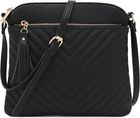 FashionPuzzle Chevron Quilted Medium Crossbody Bag with Tassel Accent على Amazon.ae - متتبع الأسعار