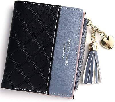 Wallet for Women Leather Short Wallet Bifold, RFID Blocking Wallet Credit Card Holder Organizer with Zipper Pocket Mini Lady Purse (Black) on Amazon.ae - Price Tracker
