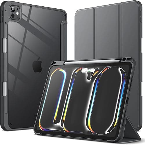 JETech Case for iPad Pro 11" M5/M4, Space Gray | Cover for 2025/2024 Model, Clear Transparent Back, Pencil Holder, Slim Shockproof Protection, Tri-Fold Stand, Auto Wake/Sleep على Amazon.ae - متتبع الأسعار