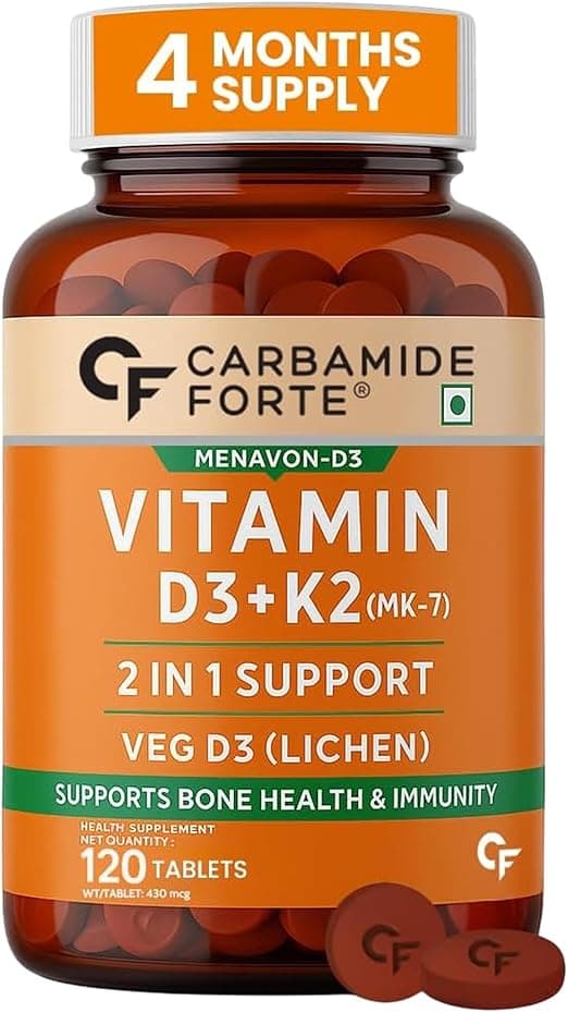 Carbamide Forte Vitamin D3 K2 | Vitamin K2 MK7 Supplement for Bone & Heart Health | Vitamin d for women & men | vitamin k2 and d3 supplements -120 Veg Tablets on Amazon.ae - Price Tracker