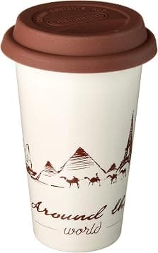 De'Longhi Double-Wall Ceramic Mug 300ml - Handmade Thermal Mug with Silicone Lid, Keeps Drinks Warm, Charming design that's perfect for travel lovers Microwave and Dishwasher Safe, Brown DLSC057 - Amazon.ae Price Tracker