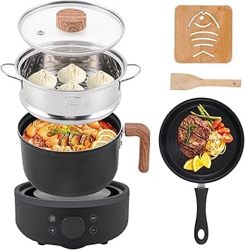 Electric Hot Pot Mini Cooker, 1.8L Ceramic Non-Stick Frying Pan with Steamer, 800W Multifunction Skillet for Stew, Ramen, Pasta & Soup, Ideas for Home Dorm & Travel on Amazon.ae - Price Tracker